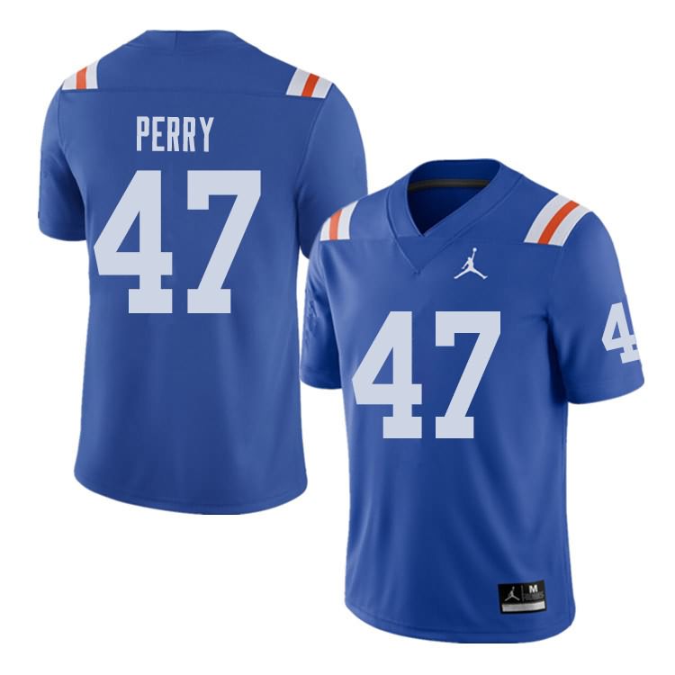 NCAA Florida Gators Austin Perry Men's #47 Jordan Brand Alternate Royal Throwback Stitched Authentic College Football Jersey TJE8464BE